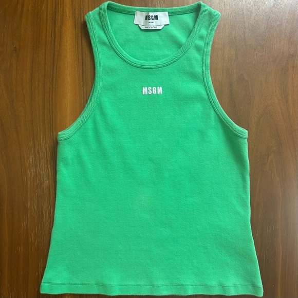 MSGM embroidered logo ribbed jersey tank top | green | XL - Picture 4 of 11